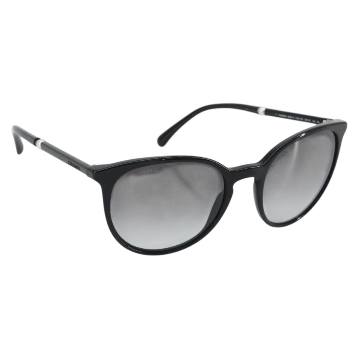CHANEL Sunglasses Plastic Black CC Auth hk3945