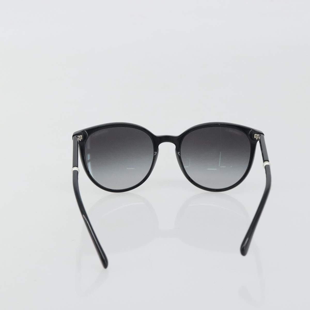 CHANEL Sunglasses Plastic Black CC Auth hk3945