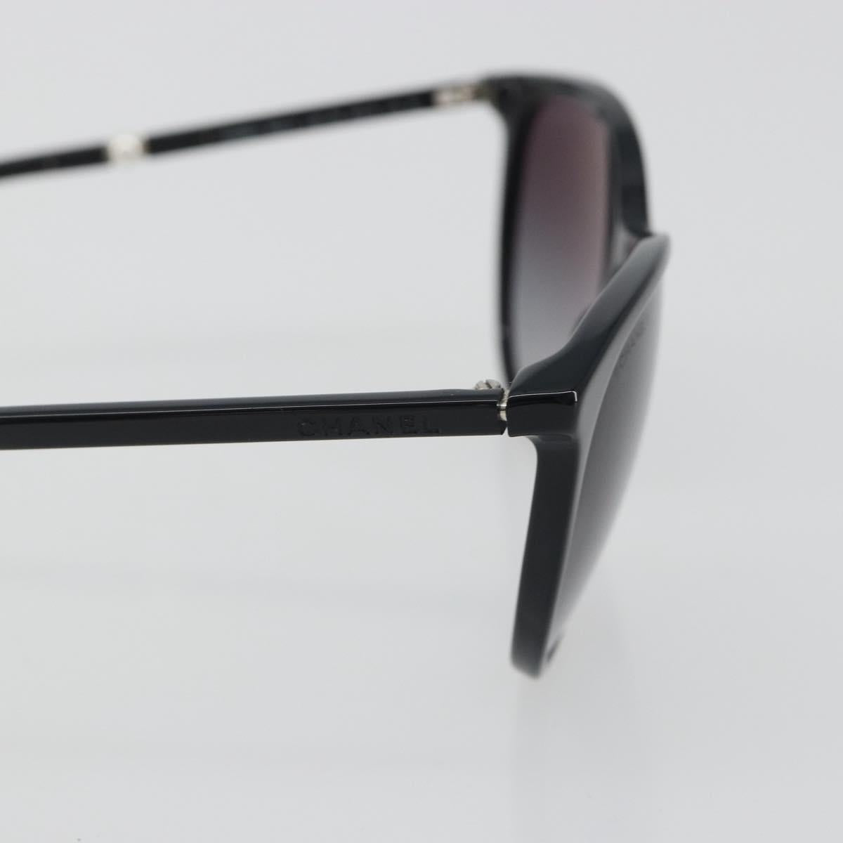 CHANEL Sunglasses Plastic Black CC Auth hk3945
