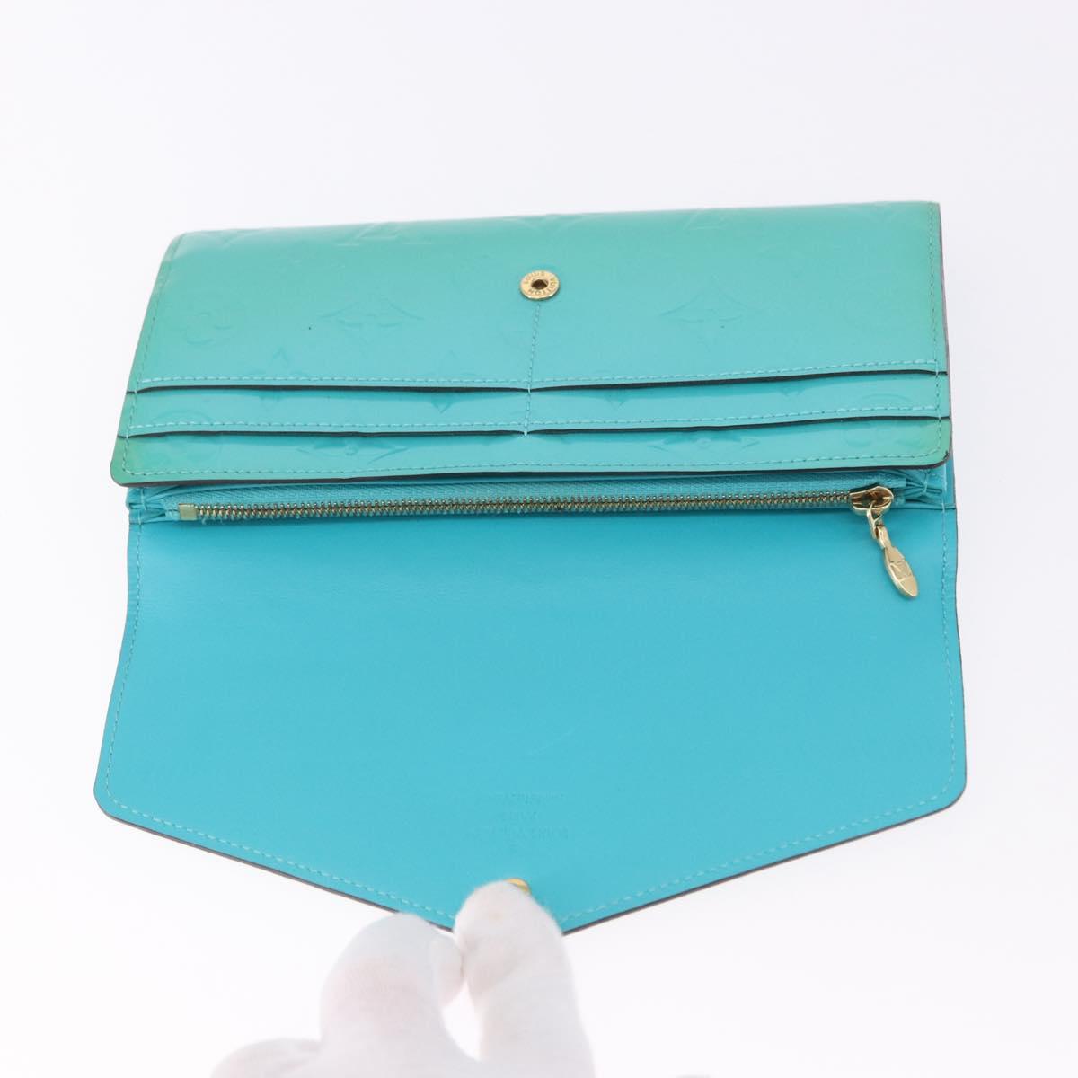 LOUIS VUITTON Monogram Vernis Portefeuille Sarah Wallet Blue M93219 Auth hk3947