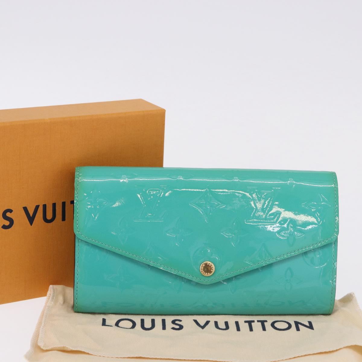 LOUIS VUITTON Monogram Vernis Portefeuille Sarah Wallet Blue M93219 Auth hk3947