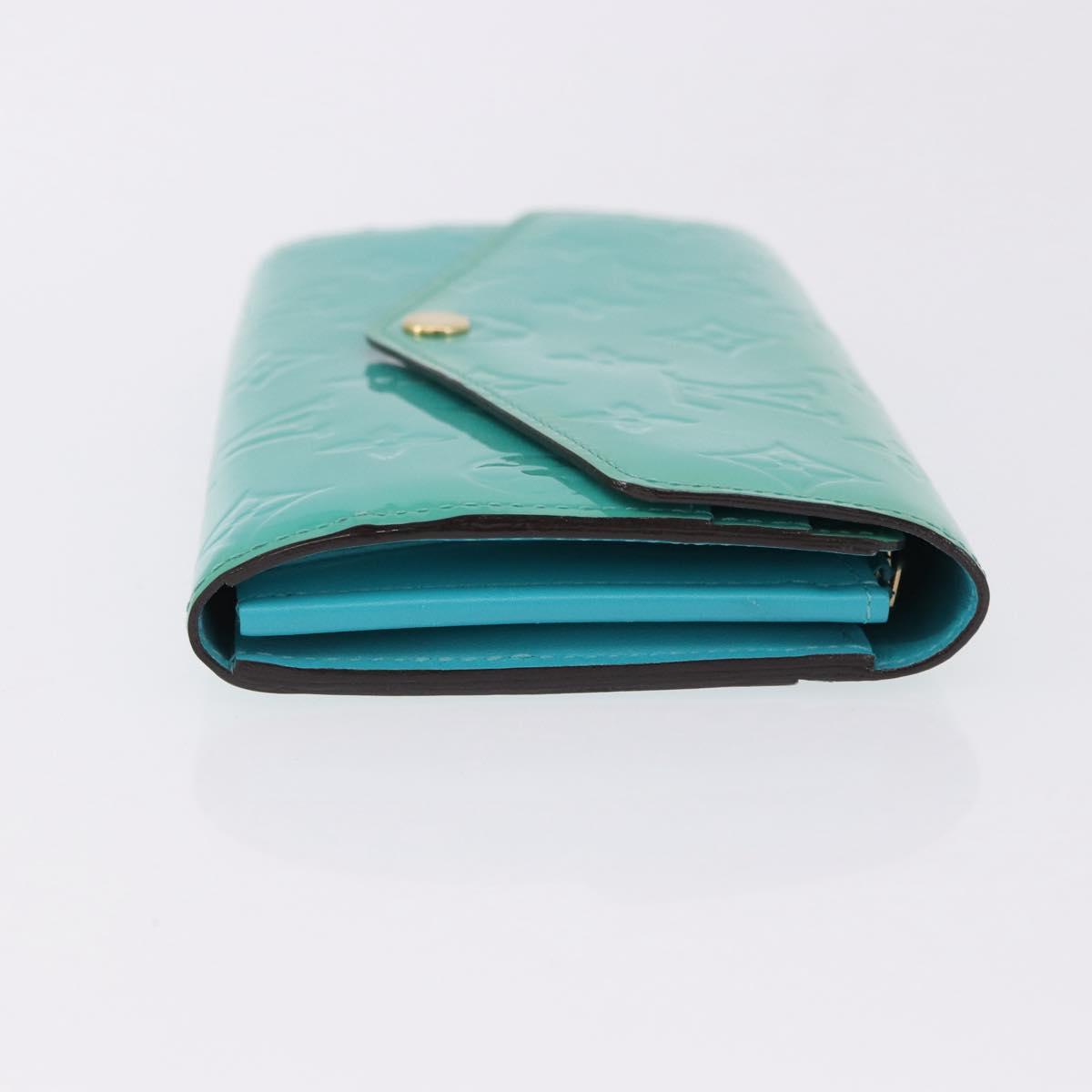 LOUIS VUITTON Monogram Vernis Portefeuille Sarah Wallet Blue M93219 Auth hk3947