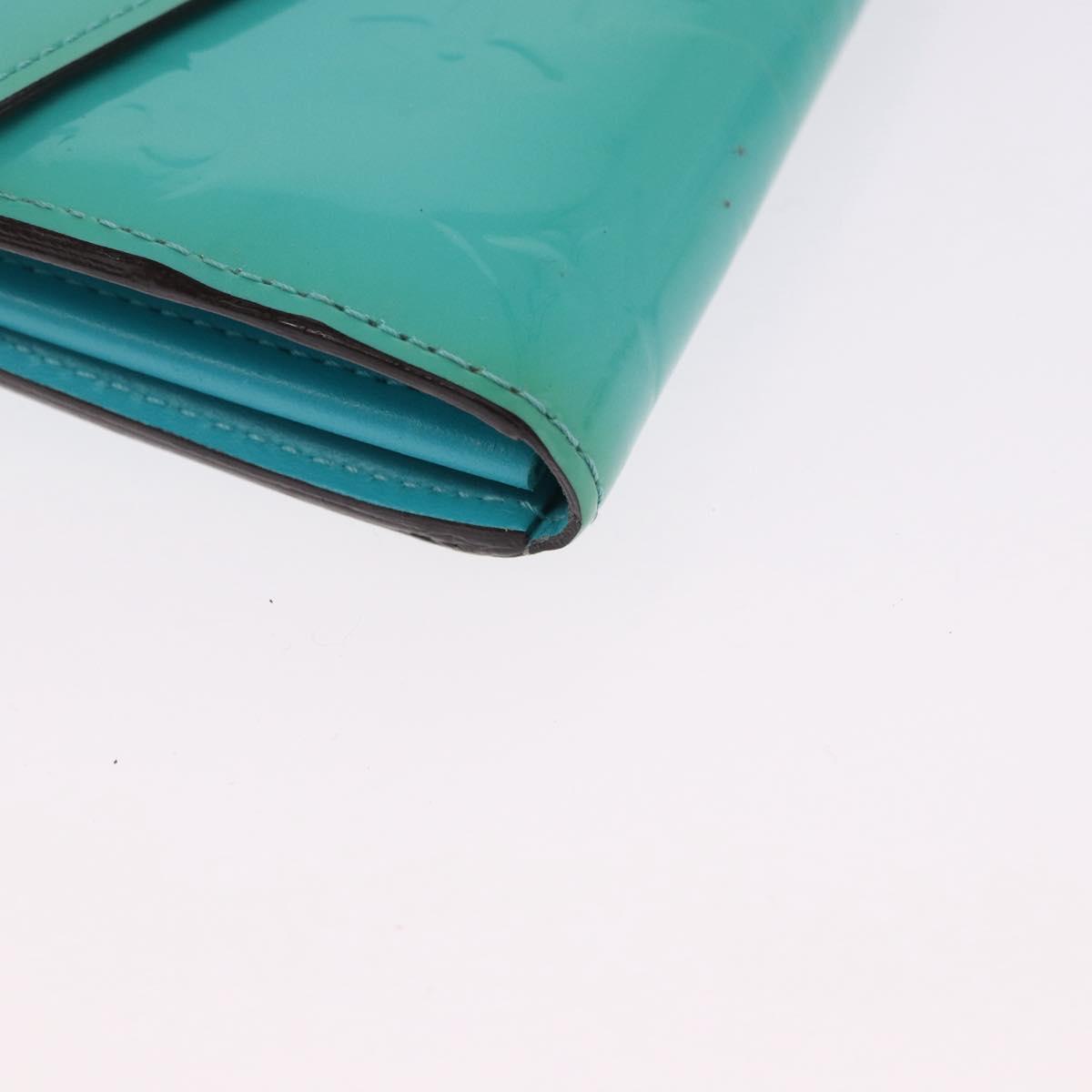 LOUIS VUITTON Monogram Vernis Portefeuille Sarah Wallet Blue M93219 Auth hk3947