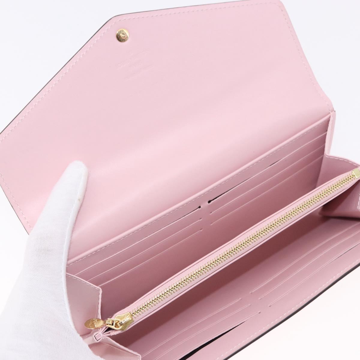 LOUIS VUITTON Vernis Portefeuille Sarah Wallet Rose Valerine M61227 Auth hk3948