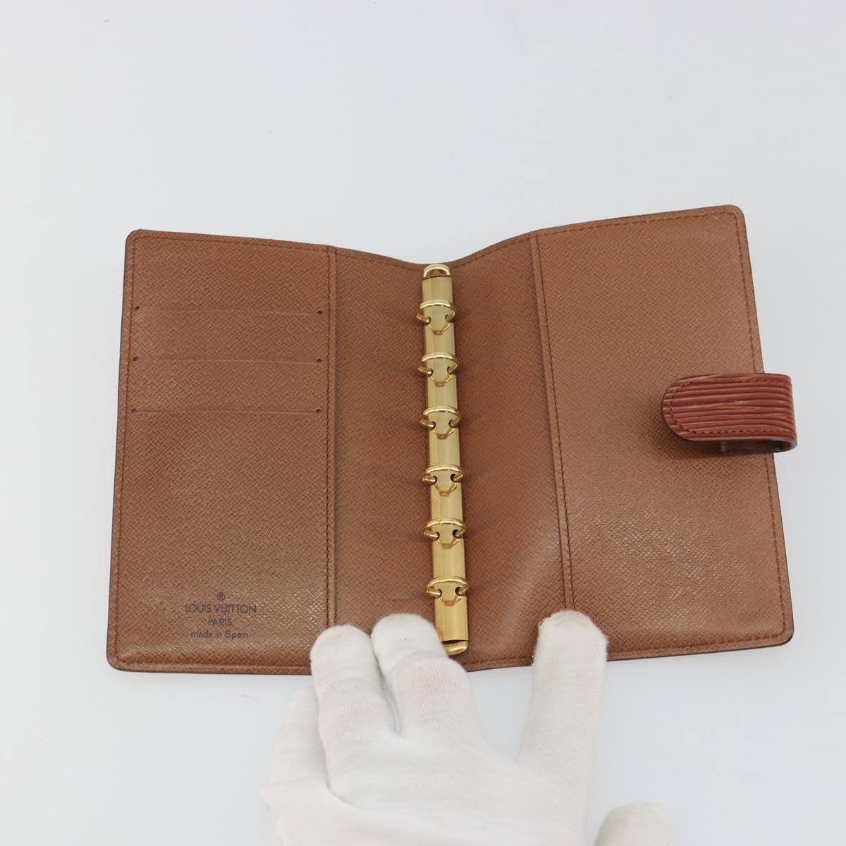 LOUIS VUITTON Epi Agenda PM Day Planner Cover Brown R20053 LV Auth hk3952