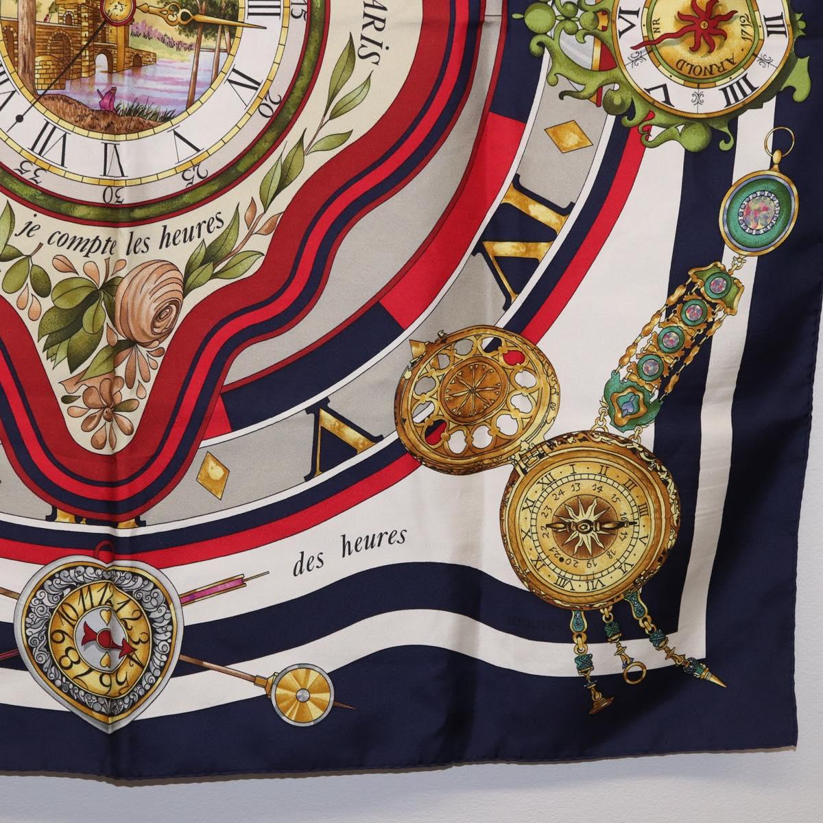 HERMES Carre 90 Scarf Parmi Les Fleursje Compte Silk Navy Auth hk3977