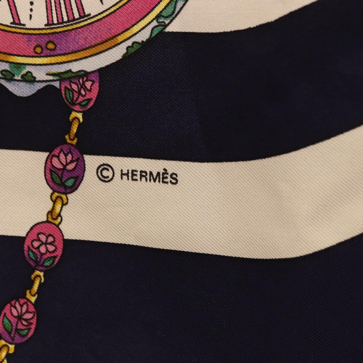 HERMES Carre 90 Scarf Parmi Les Fleursje Compte Silk Navy Auth hk3977