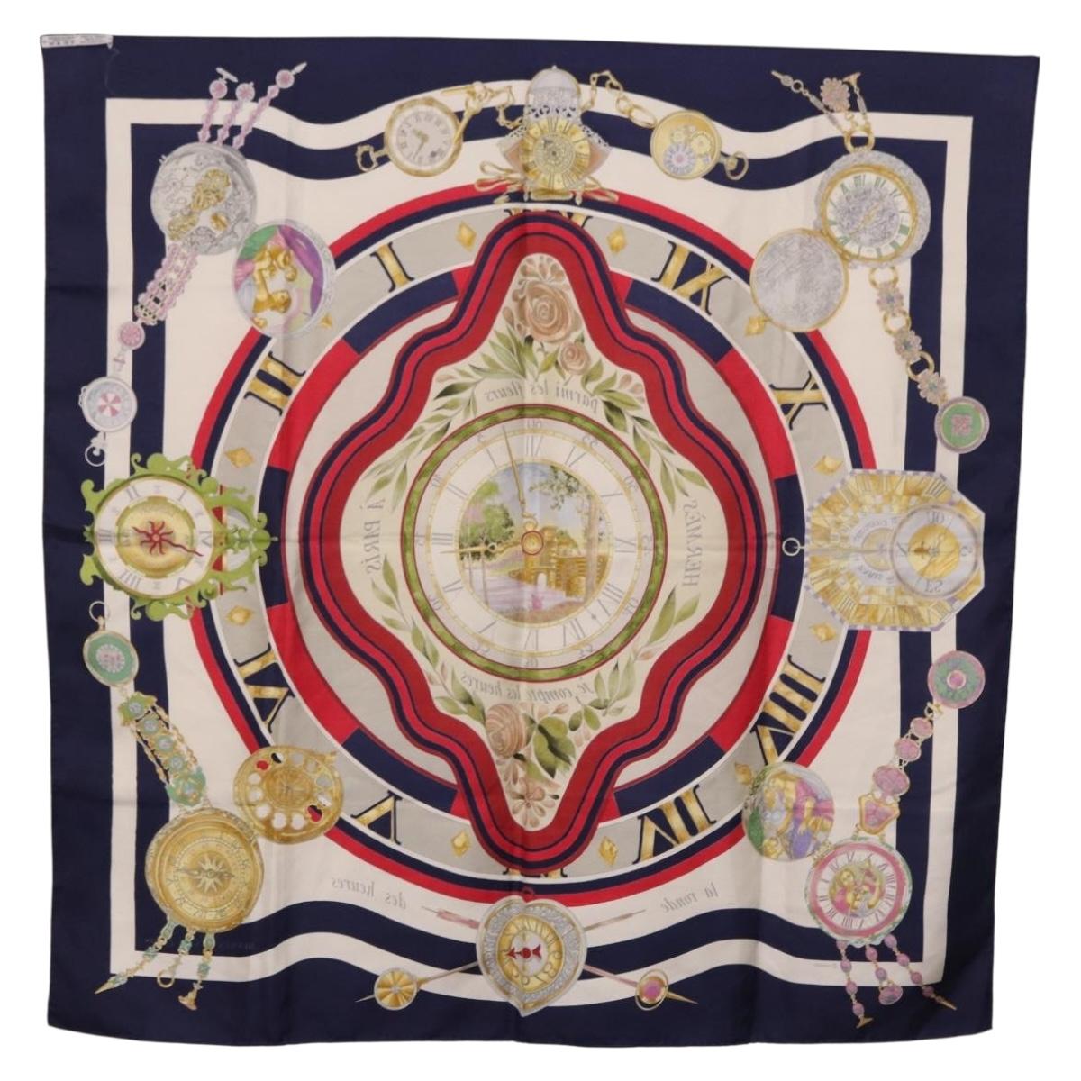 HERMES Carre 90 Scarf Parmi Les Fleursje Compte Silk Navy Auth hk3977