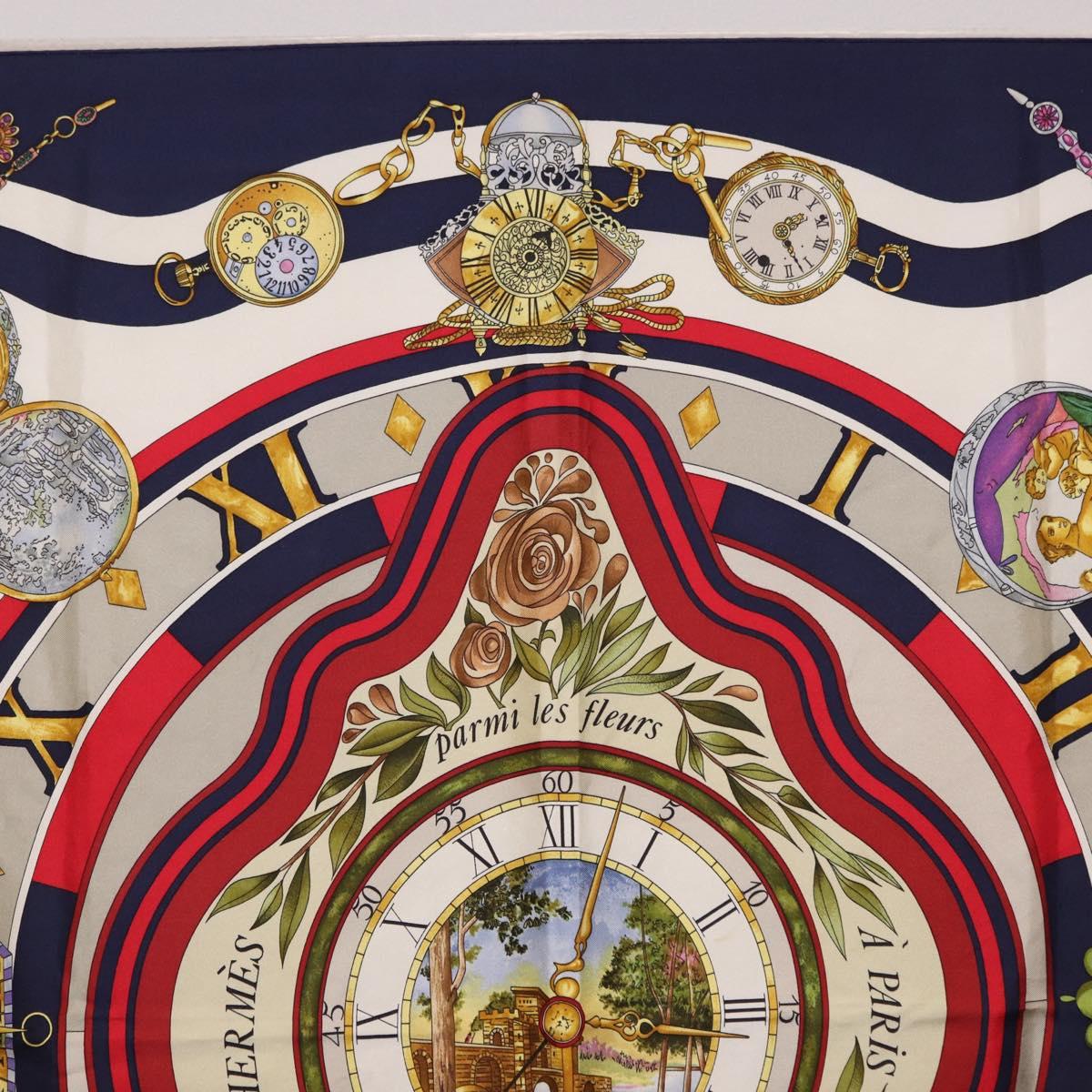 HERMES Carre 90 Scarf Parmi Les Fleursje Compte Silk Navy Auth hk3977
