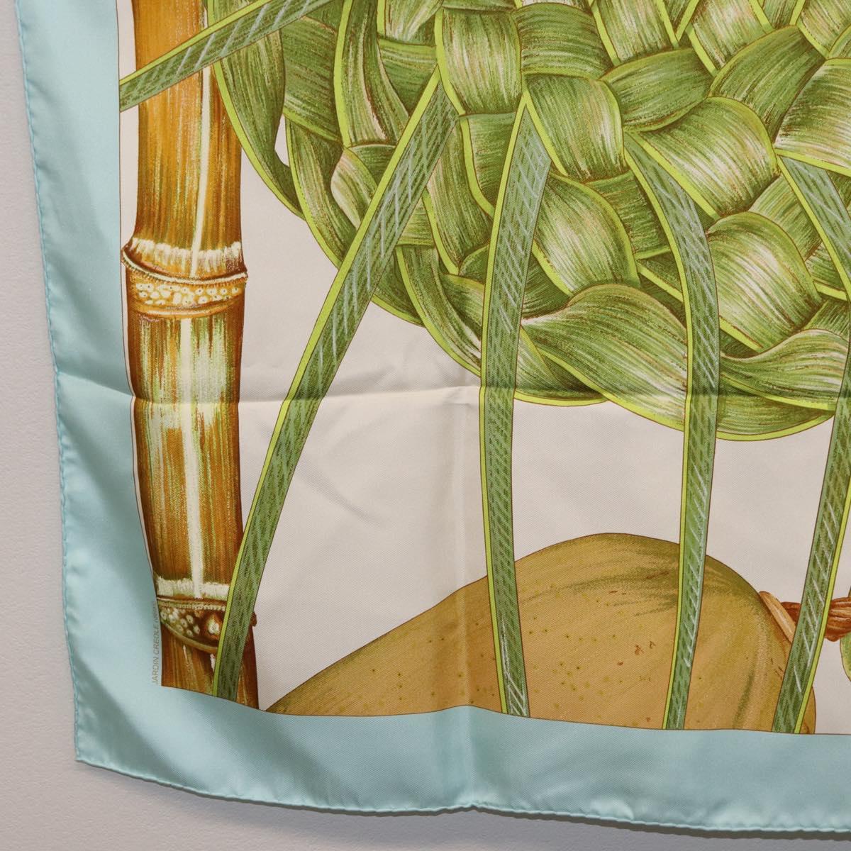 HERMES Carre 90 Scarf Jardin Creole Silk Light Blue Auth hk3978
