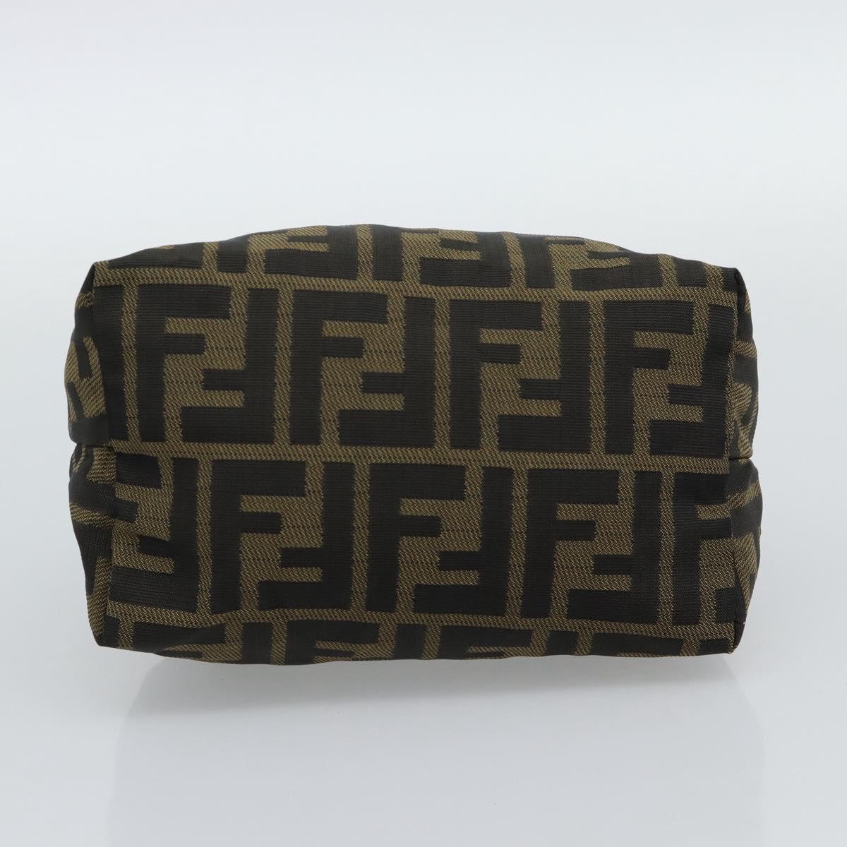 FENDI Zucca Canvas Pouch Black Brown Auth hk3979