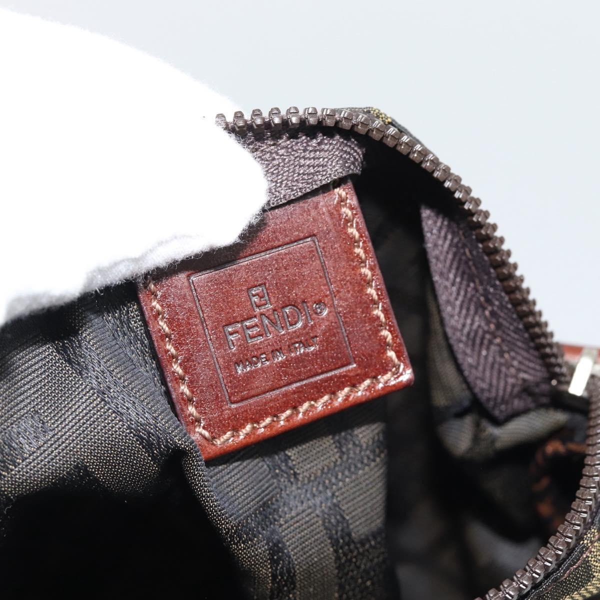 FENDI Zucca Canvas Pouch Black Brown Auth hk3979