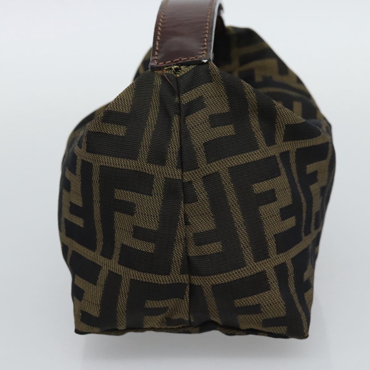 FENDI Zucca Canvas Pouch Black Brown Auth hk3979