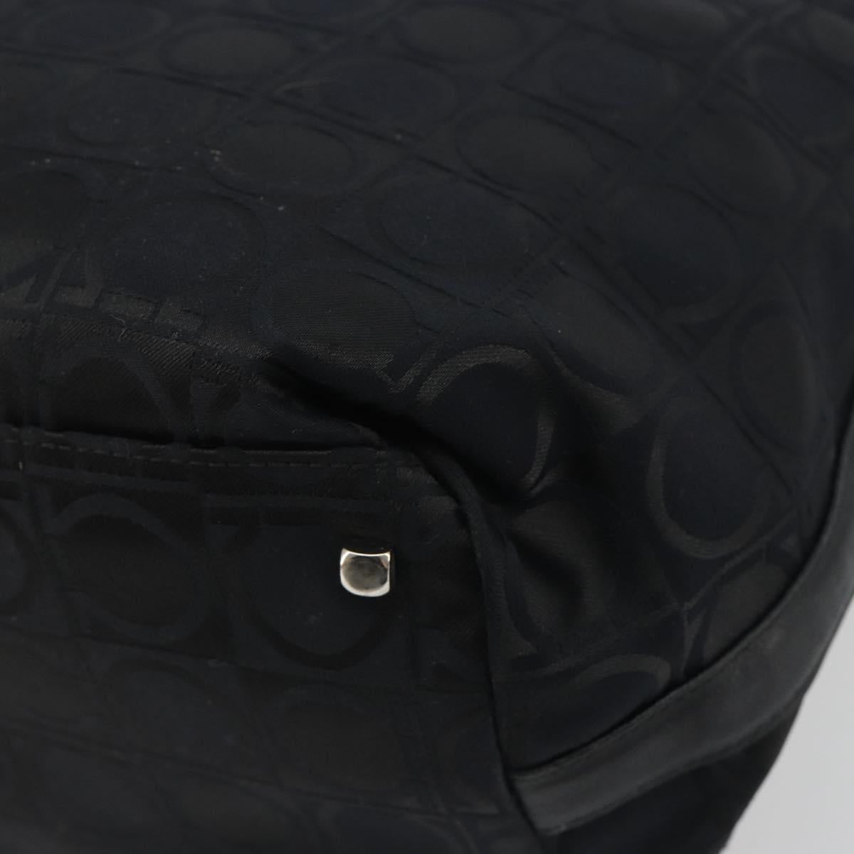 Salvatore Ferragamo Shoulder Bag Canvas Black Silver Auth hk3980