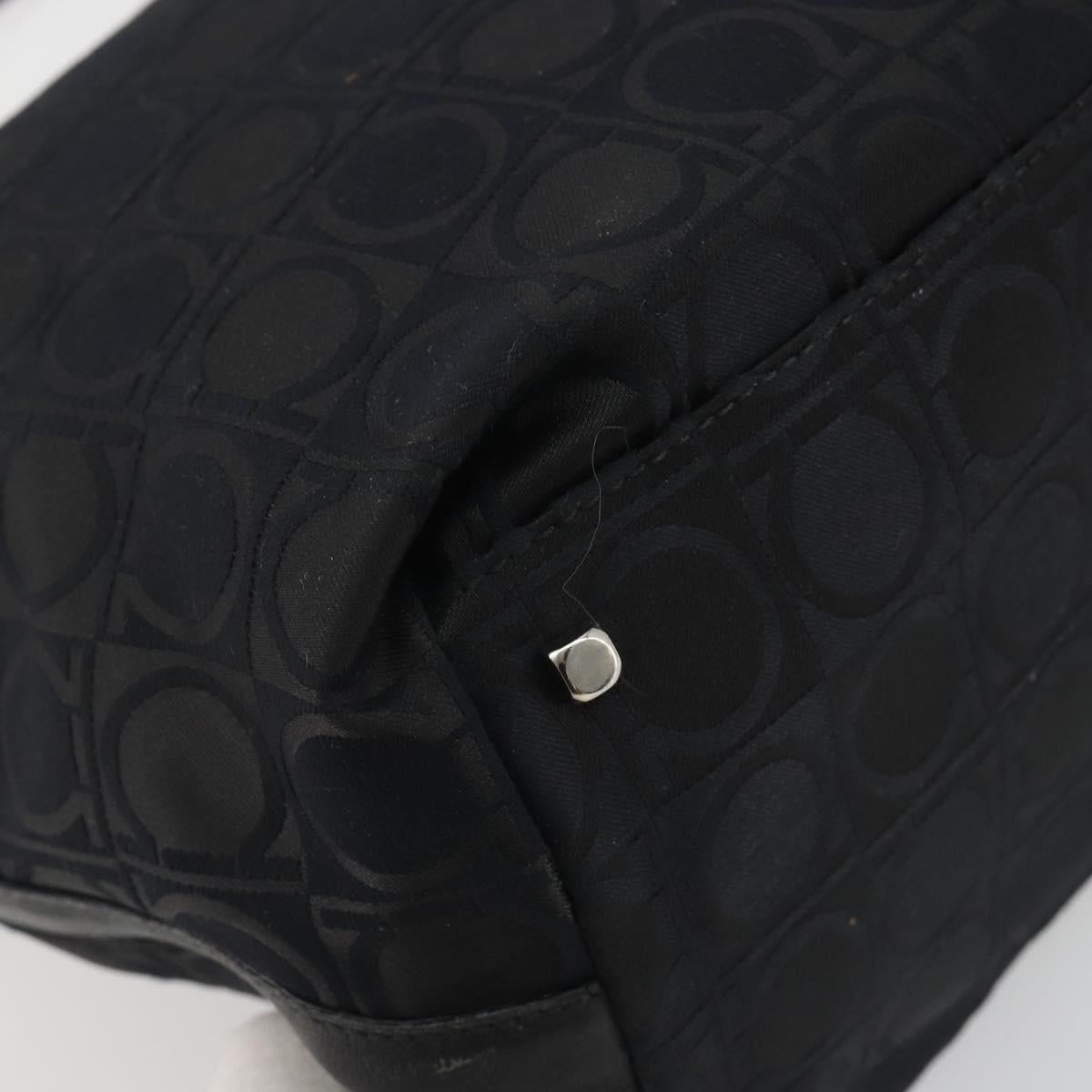 Salvatore Ferragamo Shoulder Bag Canvas Black Silver Auth hk3980