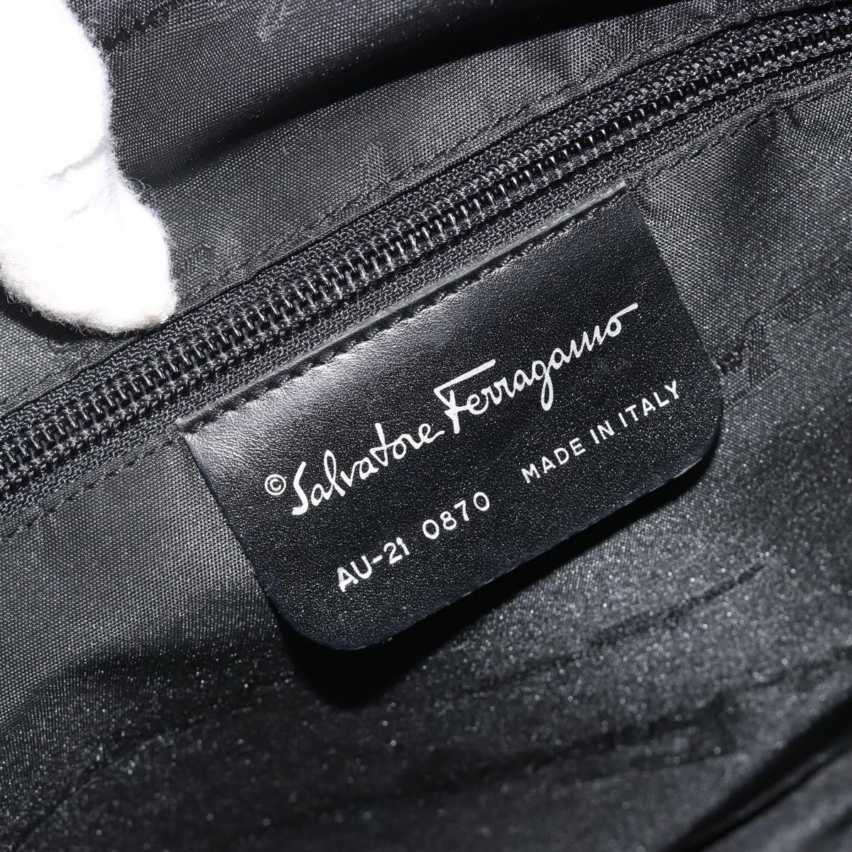 Salvatore Ferragamo Shoulder Bag Canvas Black Silver Auth hk3980