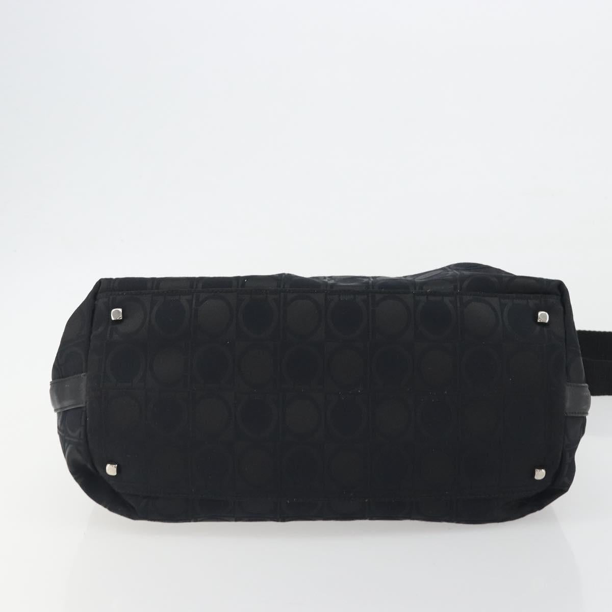 Salvatore Ferragamo Shoulder Bag Canvas Black Silver Auth hk3980