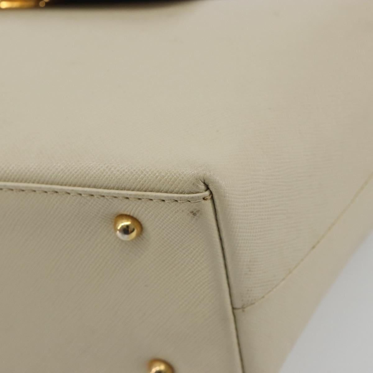 GIVENCHY Hand Bag Leather White Gold Auth hk3982