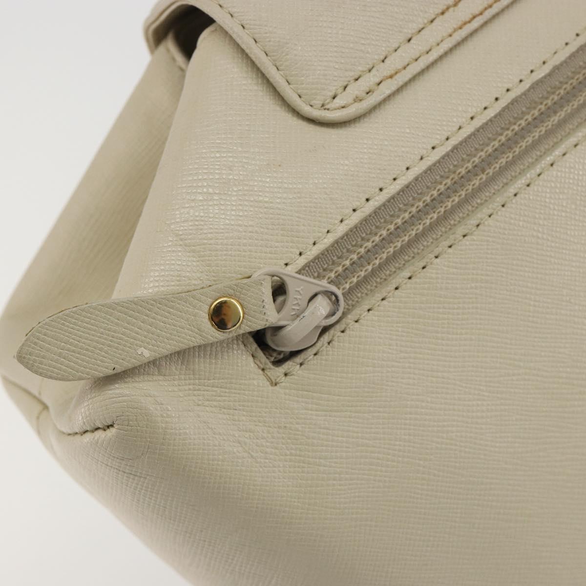 GIVENCHY Hand Bag Leather White Gold Auth hk3982