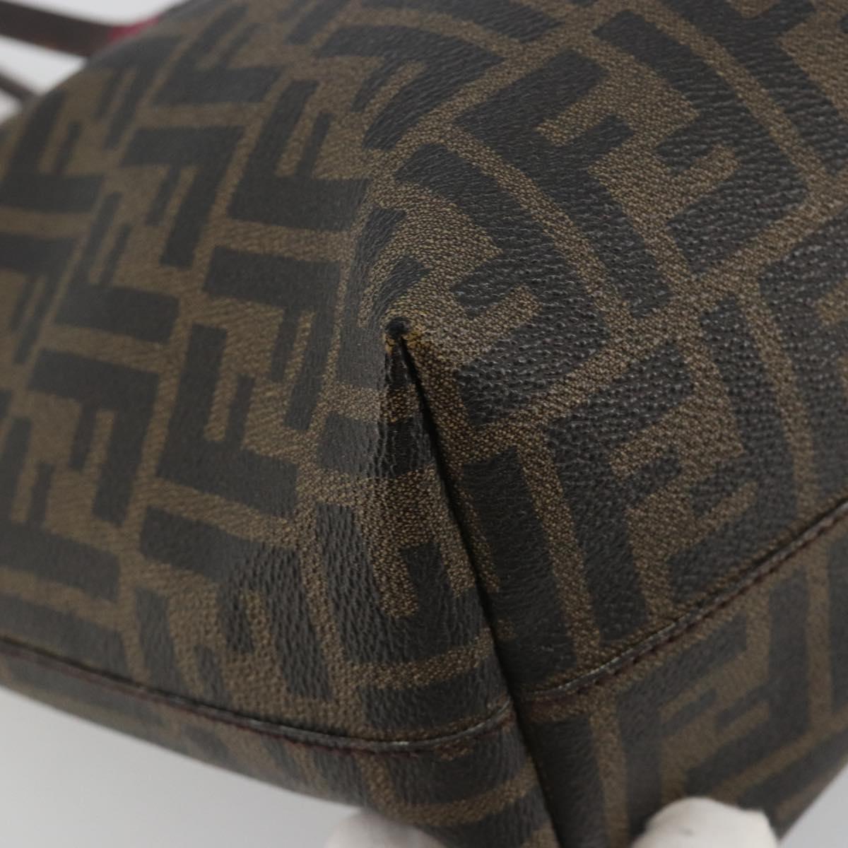 FENDI Zucca Canvas Tote Bag PVC Brown Black Auth hk3983A