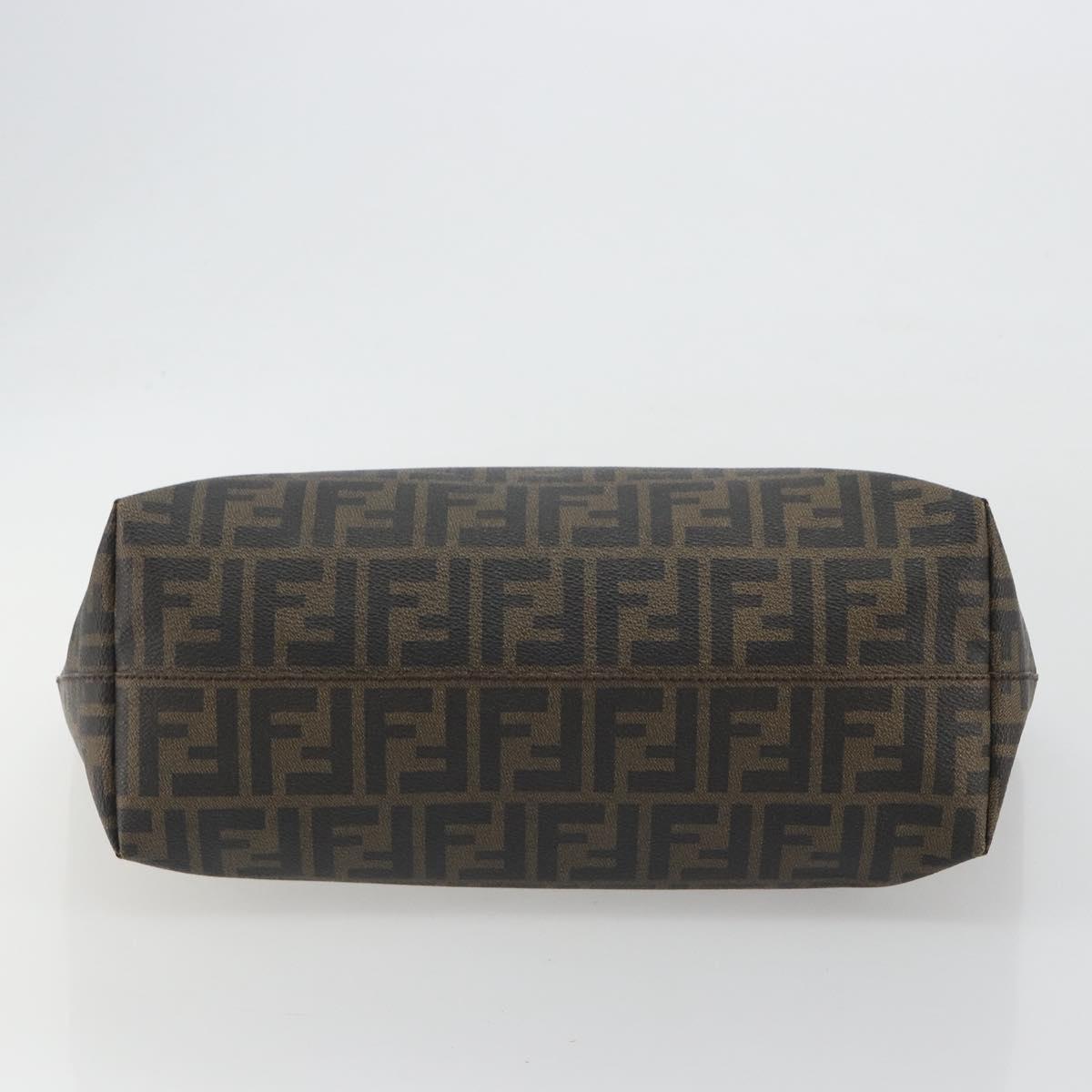 FENDI Zucca Canvas Tote Bag PVC Brown Black Auth hk3983A