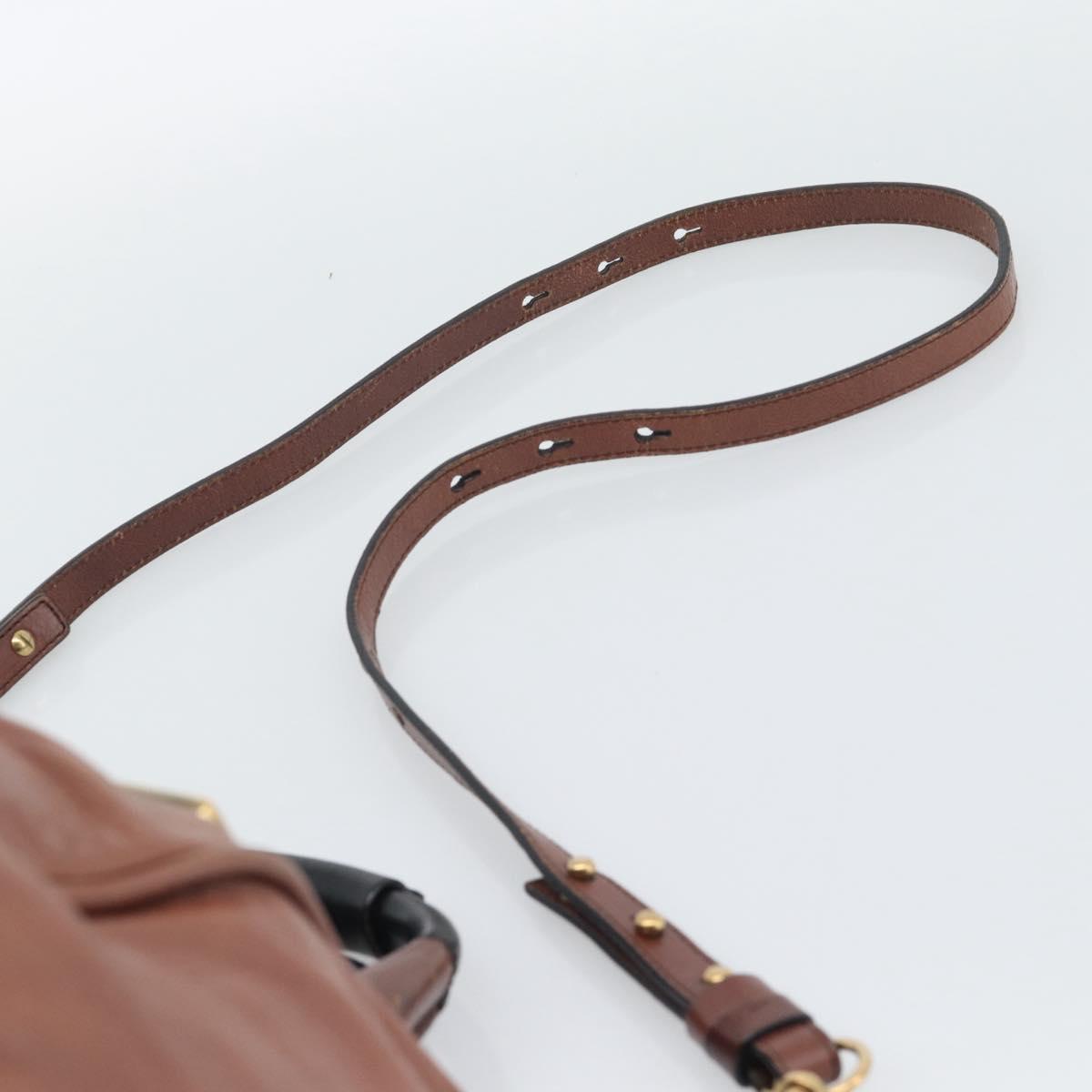 Chloe Etel Shoulder Bag Leather 2way Brown Gold Auth hk3984