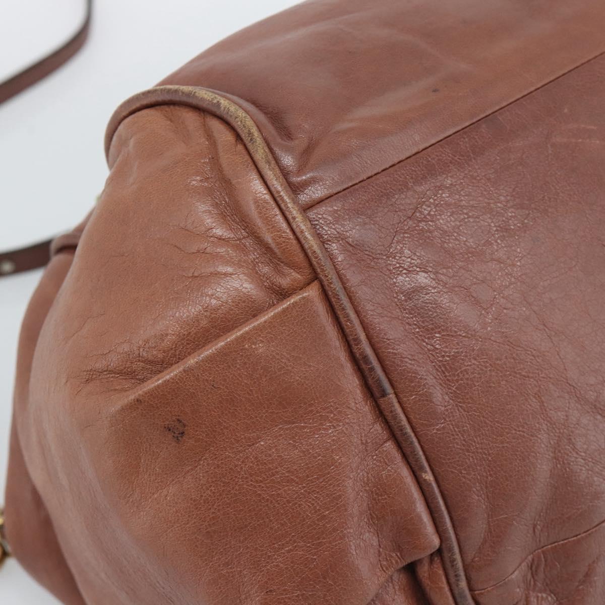 Chloe Etel Shoulder Bag Leather 2way Brown Gold Auth hk3984