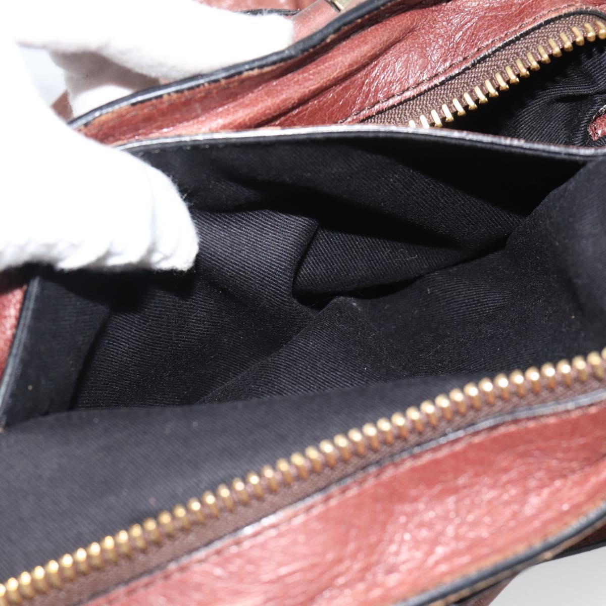 Chloe Etel Shoulder Bag Leather 2way Brown Gold Auth hk3984
