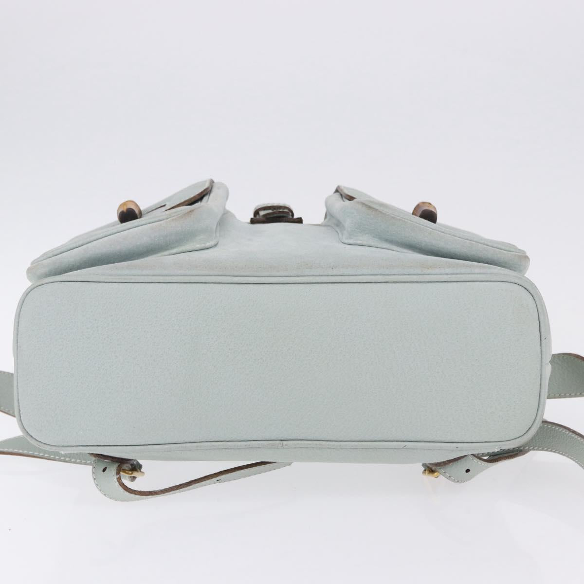 GUCCI Bamboo Backpack Suede Light Blue Gold 003 2058 0016 Auth hk3985