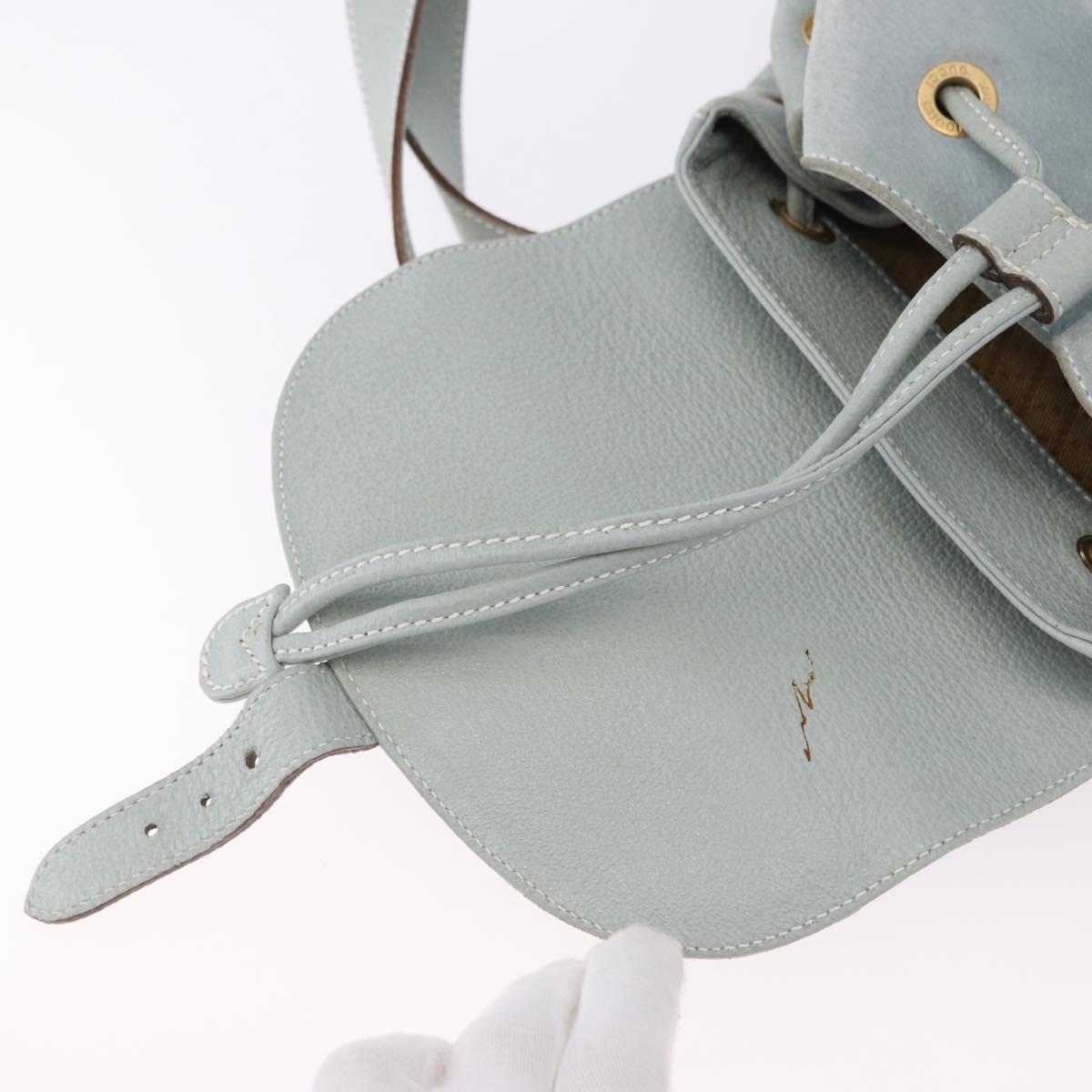 GUCCI Bamboo Backpack Suede Light Blue Gold 003 2058 0016 Auth hk3985
