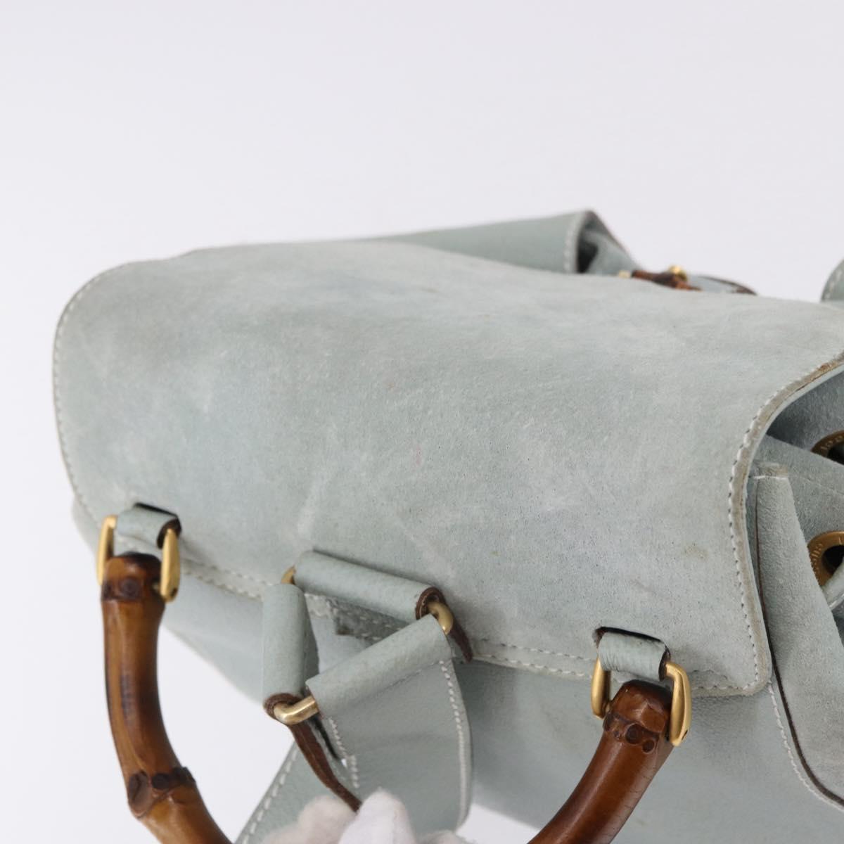 GUCCI Bamboo Backpack Suede Light Blue Gold 003 2058 0016 Auth hk3985