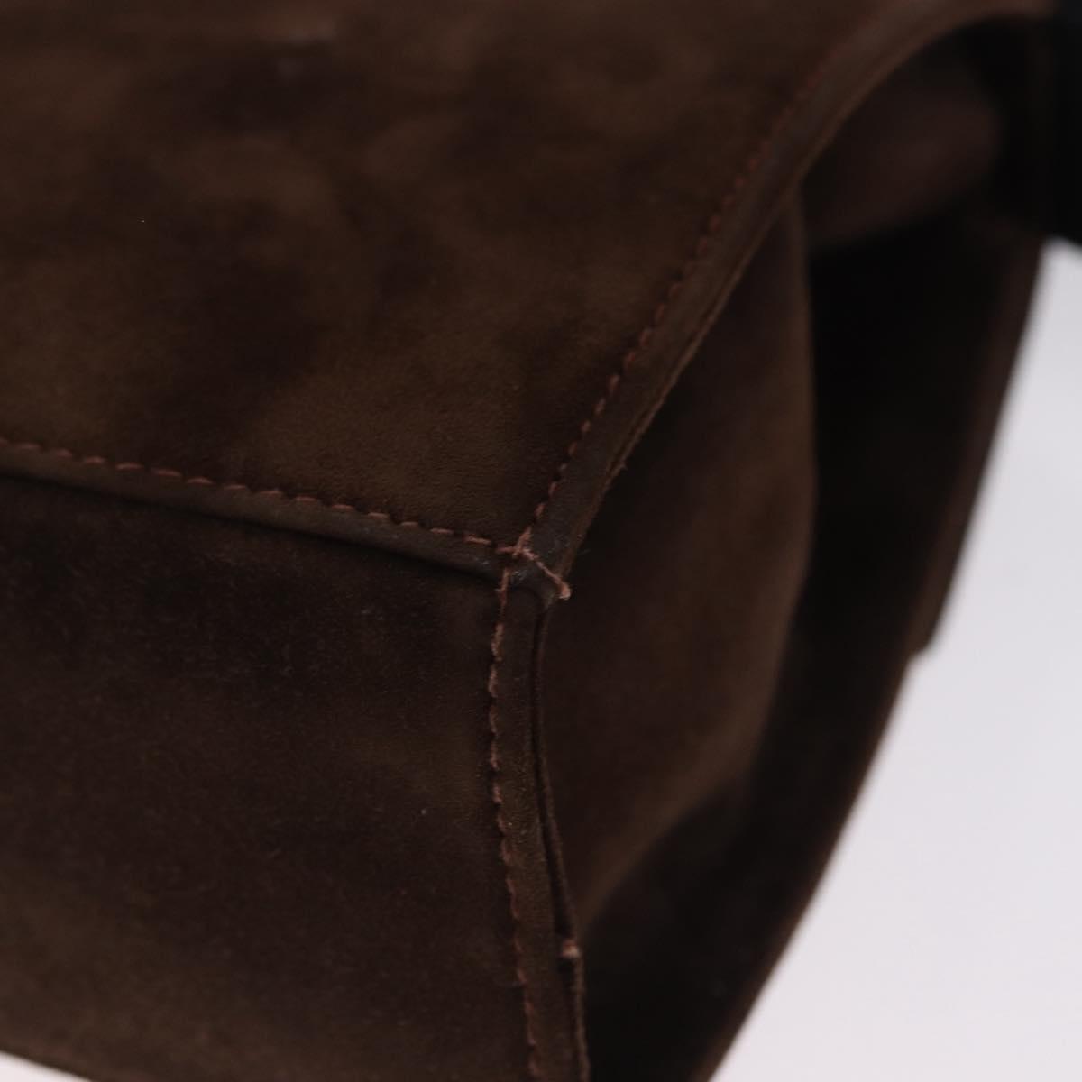 Salvatore Ferragamo Vala Hand Bag Suede 2way Brown Gold Auth hk3989