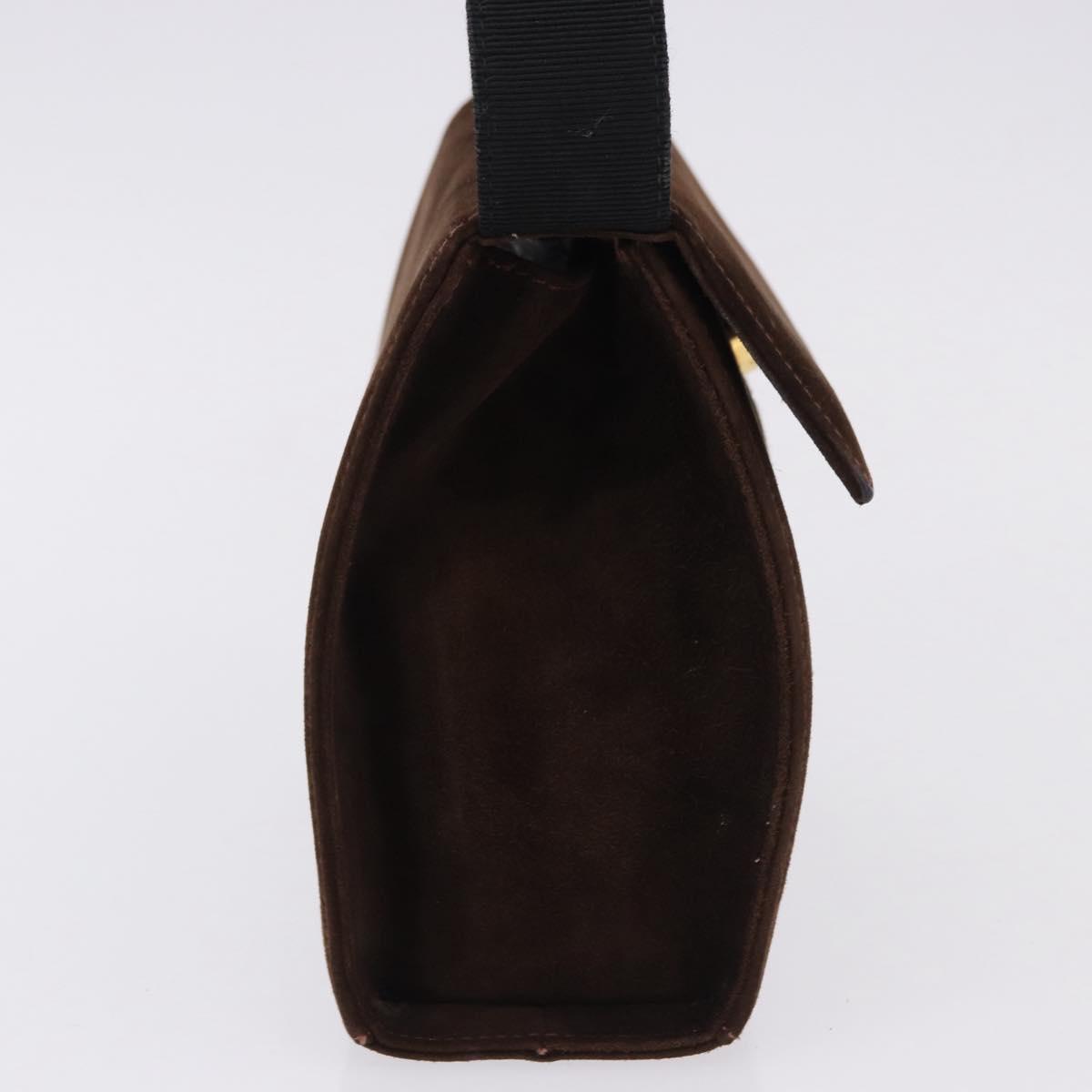 Salvatore Ferragamo Vala Hand Bag Suede 2way Brown Gold Auth hk3989