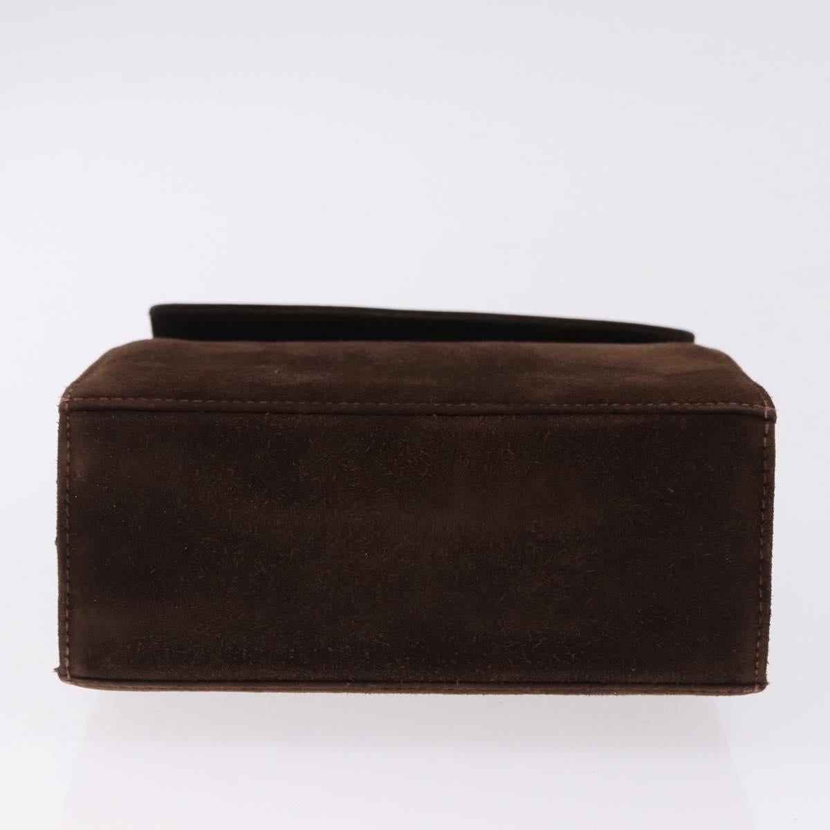 Salvatore Ferragamo Vala Hand Bag Suede 2way Brown Gold Auth hk3989