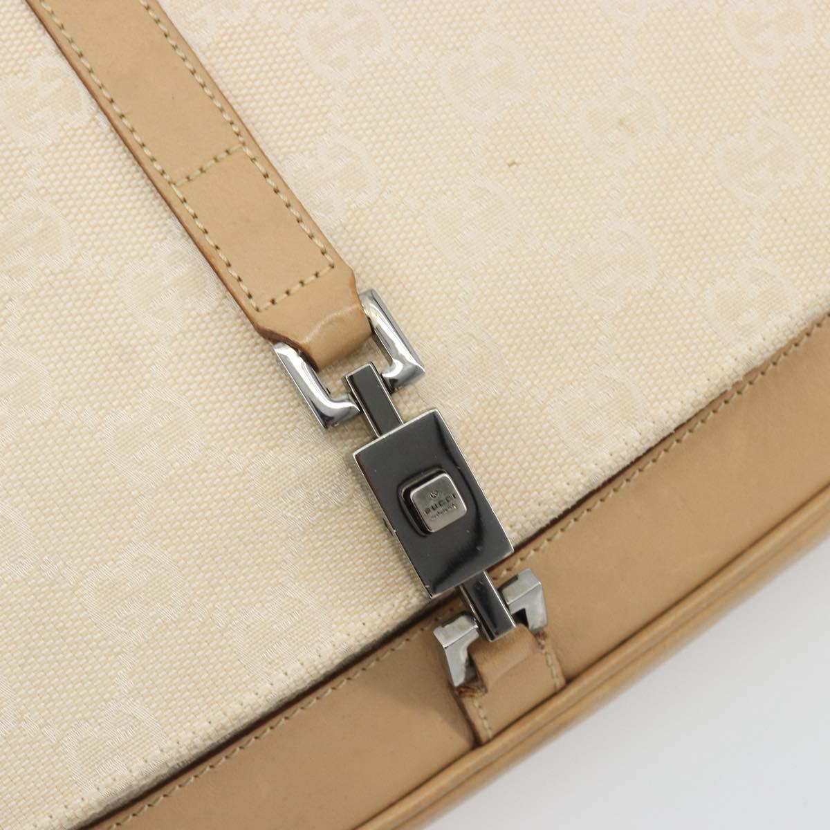 GUCCI GG Canvas Jackie Hand Bag Beige Silver 001 3824 Auth hk3991A