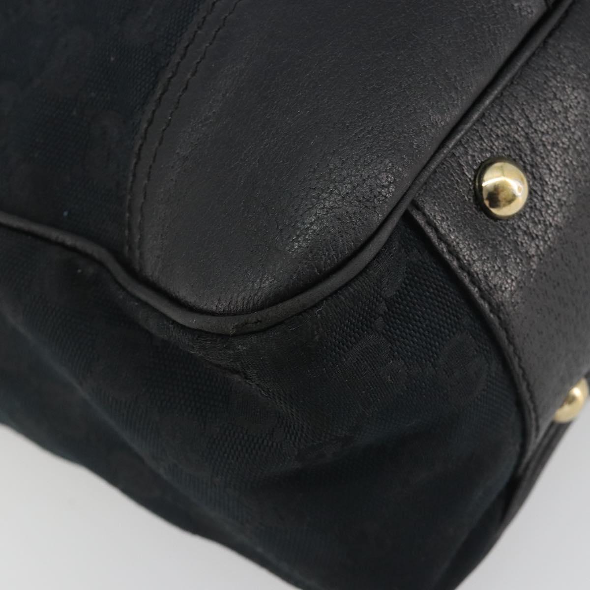 GUCCI GG Canvas Web Sherry Line Tote Bag Black Gold 163805 Auth hk3992