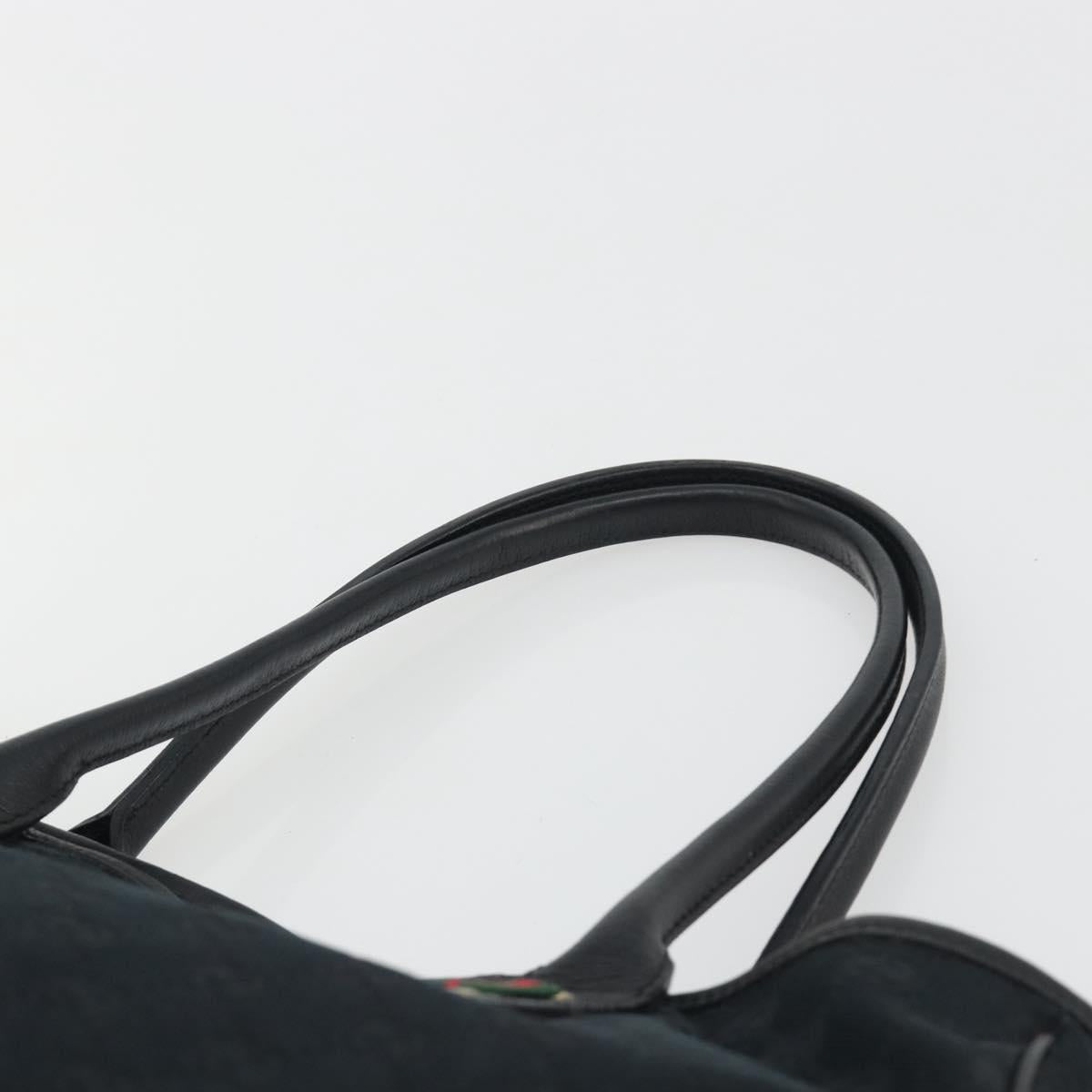 GUCCI GG Canvas Web Sherry Line Tote Bag Black Gold 163805 Auth hk3992