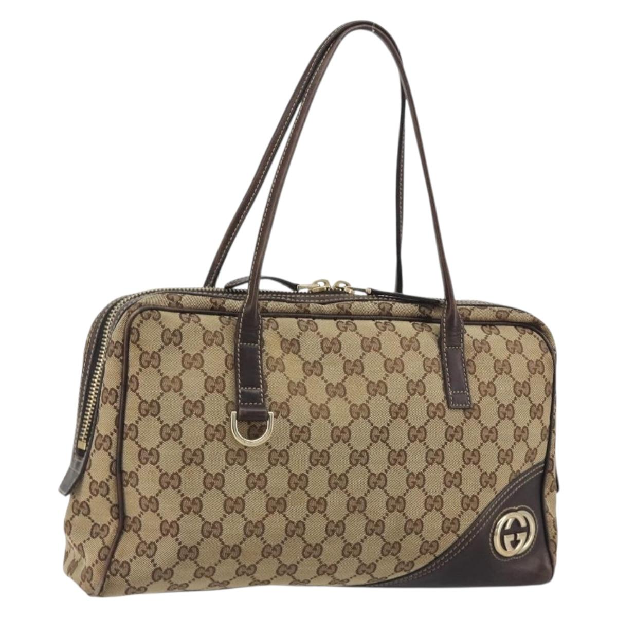 GUCCI GG Canvas Tote Bag Beige Gold 169971 Auth hk3993