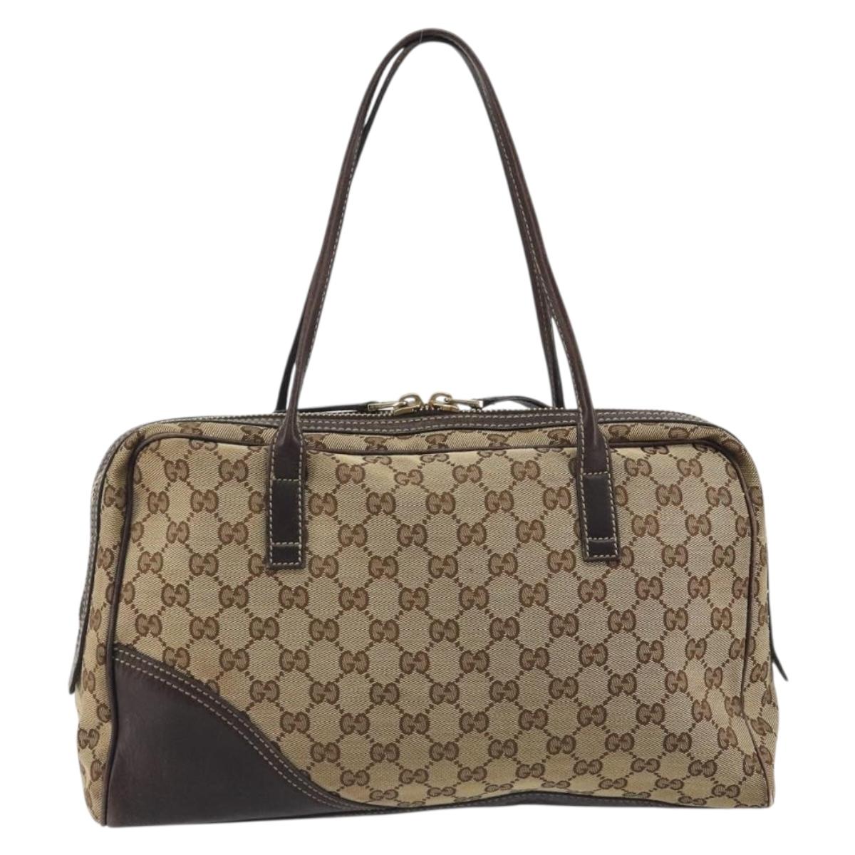 GUCCI GG Canvas Tote Bag Beige Gold 169971 Auth hk3993