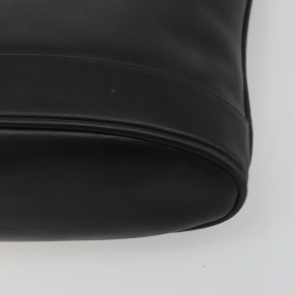 GUCCI Shoulder Bag Leather Black Gold Auth hk3994