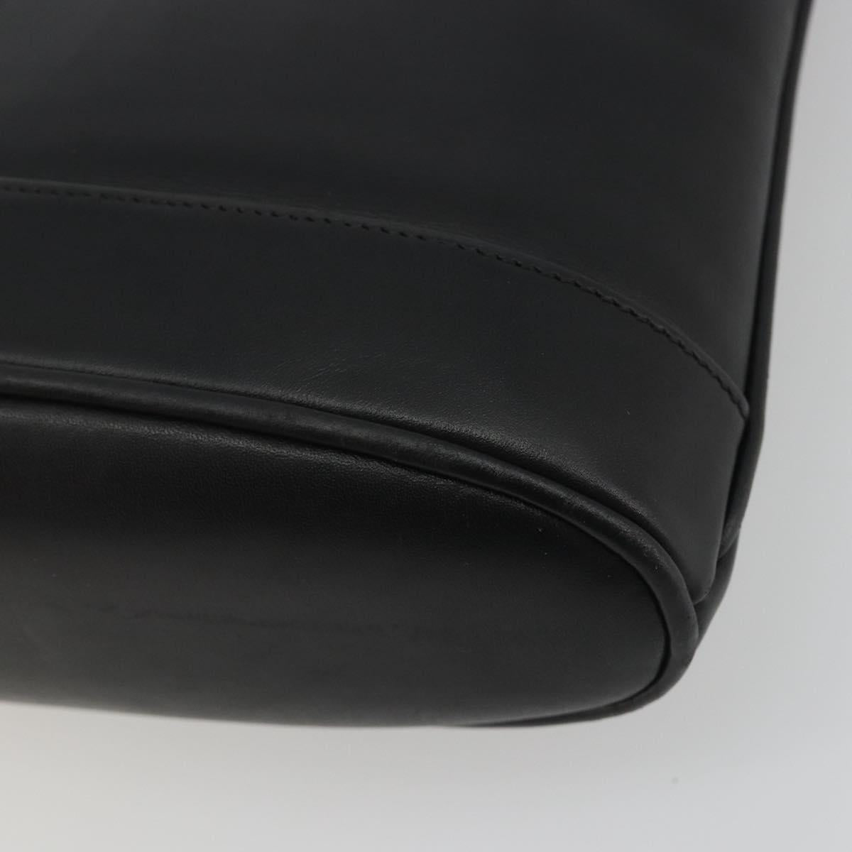GUCCI Shoulder Bag Leather Black Gold Auth hk3994