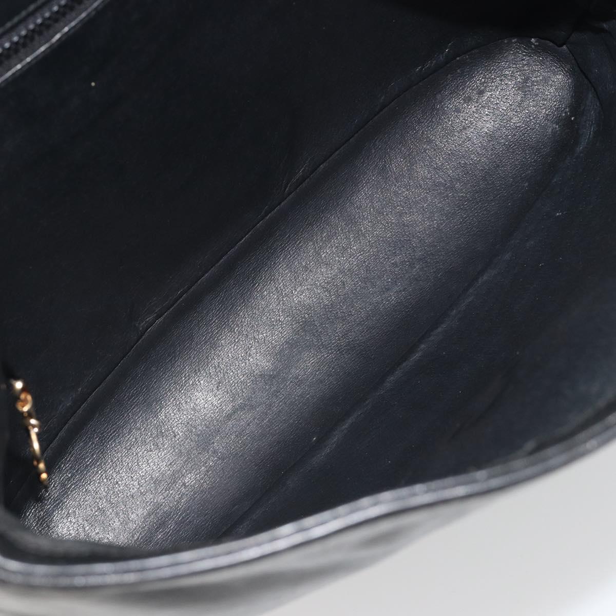 GUCCI Shoulder Bag Leather Black Gold Auth hk3994