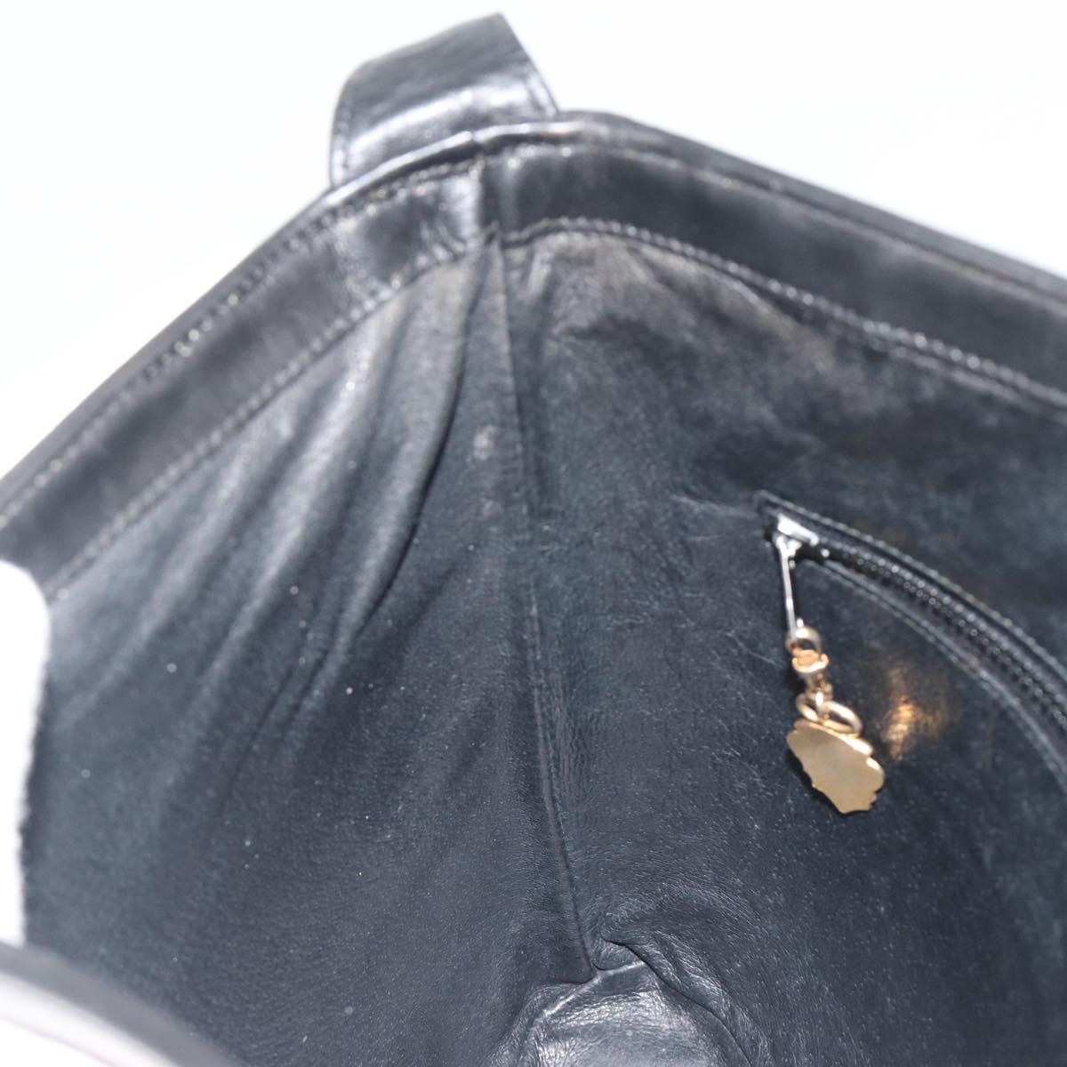 GUCCI Shoulder Bag Leather Black Gold Auth hk3994