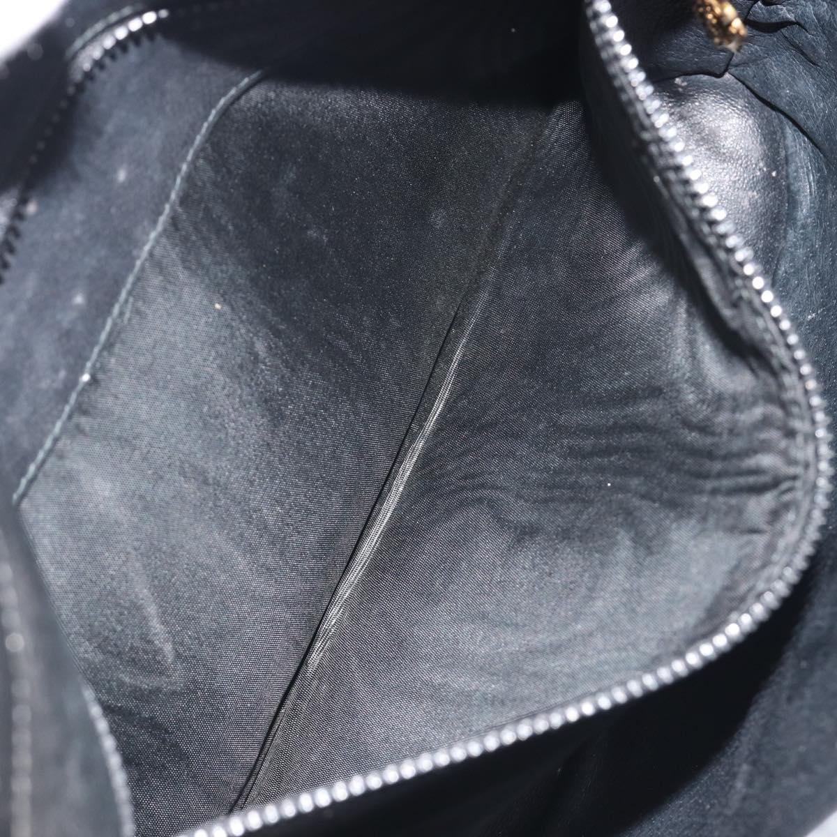 GUCCI Shoulder Bag Leather Black Gold Auth hk3994