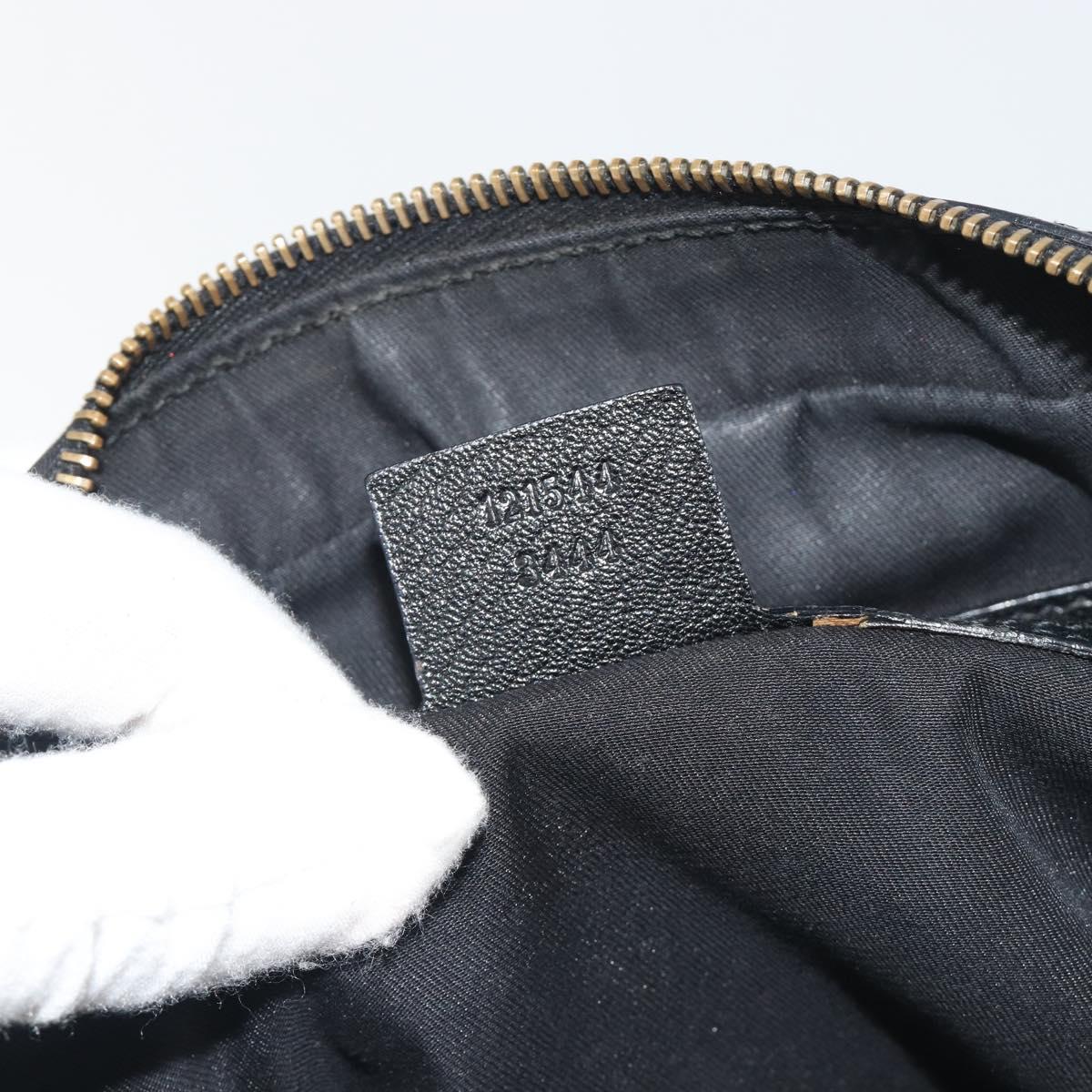 GUCCI Shoulder Bag Leather Black Gold 121544 Auth hk3995