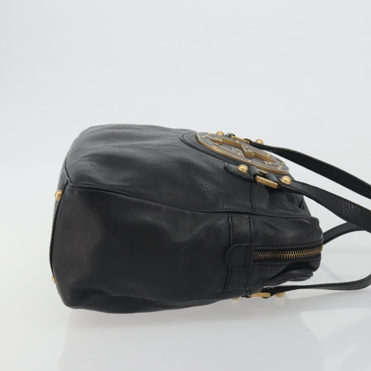 GUCCI Shoulder Bag Leather Black Gold 121544 Auth hk3995