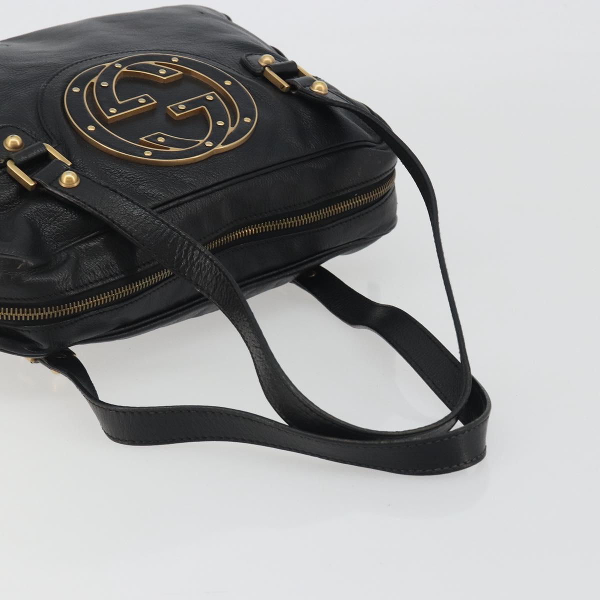 GUCCI Shoulder Bag Leather Black Gold 121544 Auth hk3995