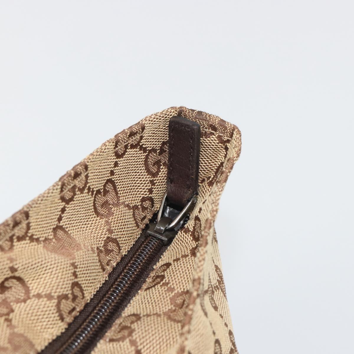 GUCCI GG Canvas Web Sherry Line Hand Bag Beige Silver 131228 Auth hk3996