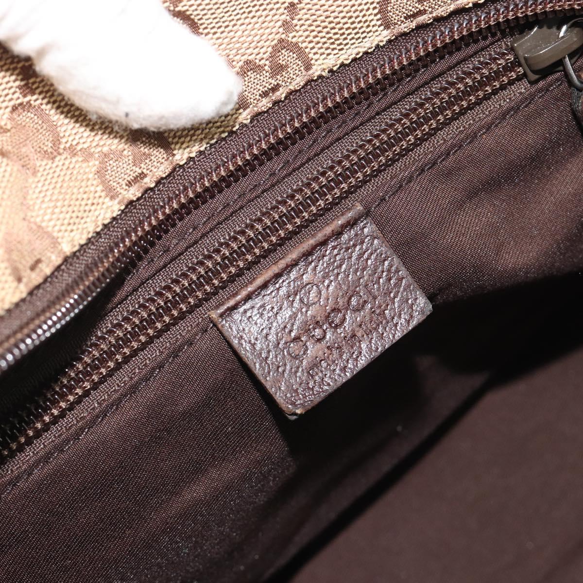 GUCCI GG Canvas Web Sherry Line Hand Bag Beige Silver 131228 Auth hk3996