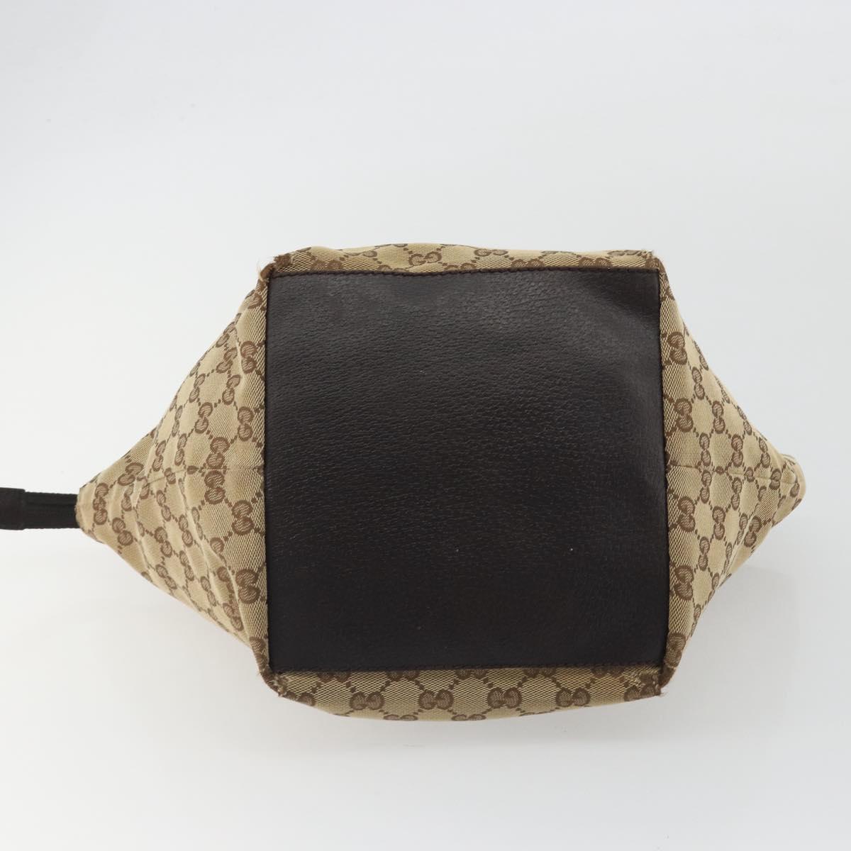 GUCCI GG Canvas Web Sherry Line Hand Bag Beige Silver 131228 Auth hk3996